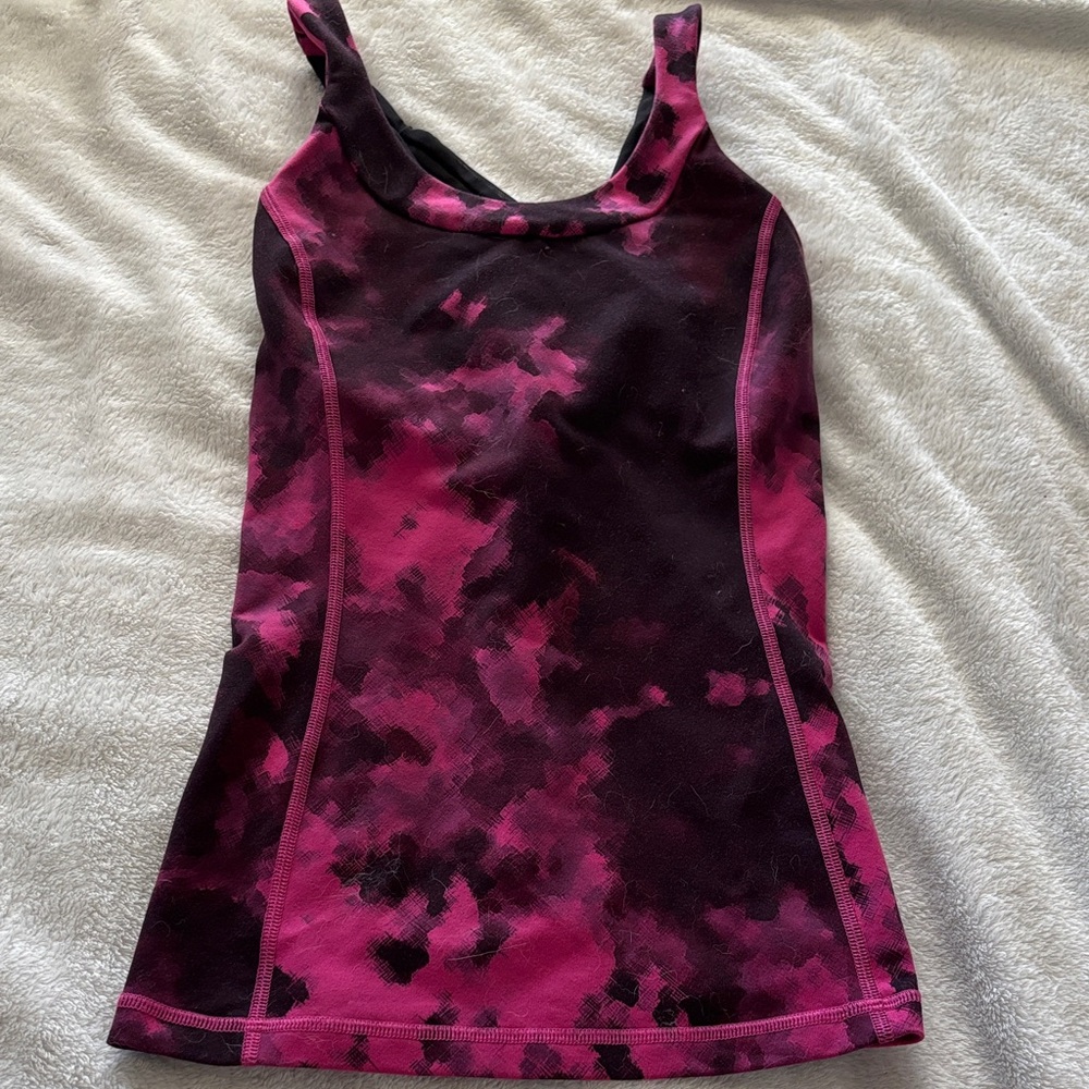 lululemon athletica Pink and Black Printed Tank Top